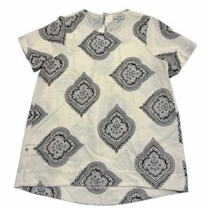 Madewell Cream and Black Patterned Blouse